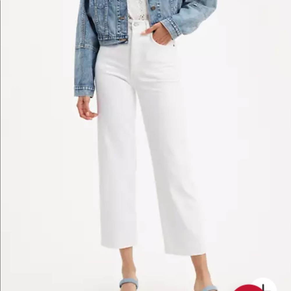 Levi’s Ribcage high waist straight white jeans